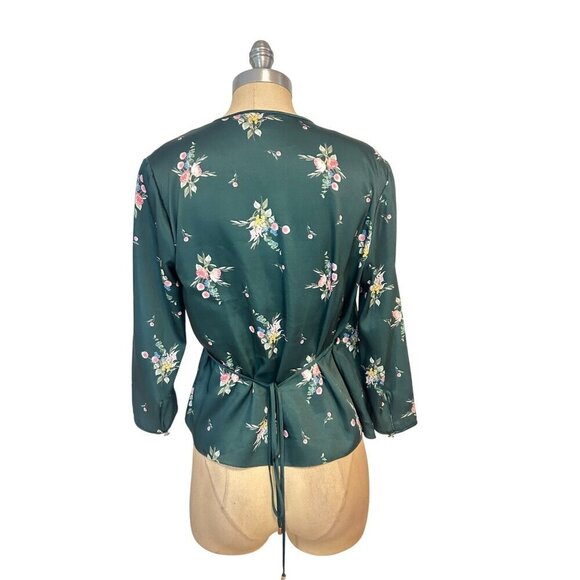 Ted Baker Green Floral Aleexx Wrap Blouse Top TB SZ 2 US 4-6 S - Picture 5 of 6